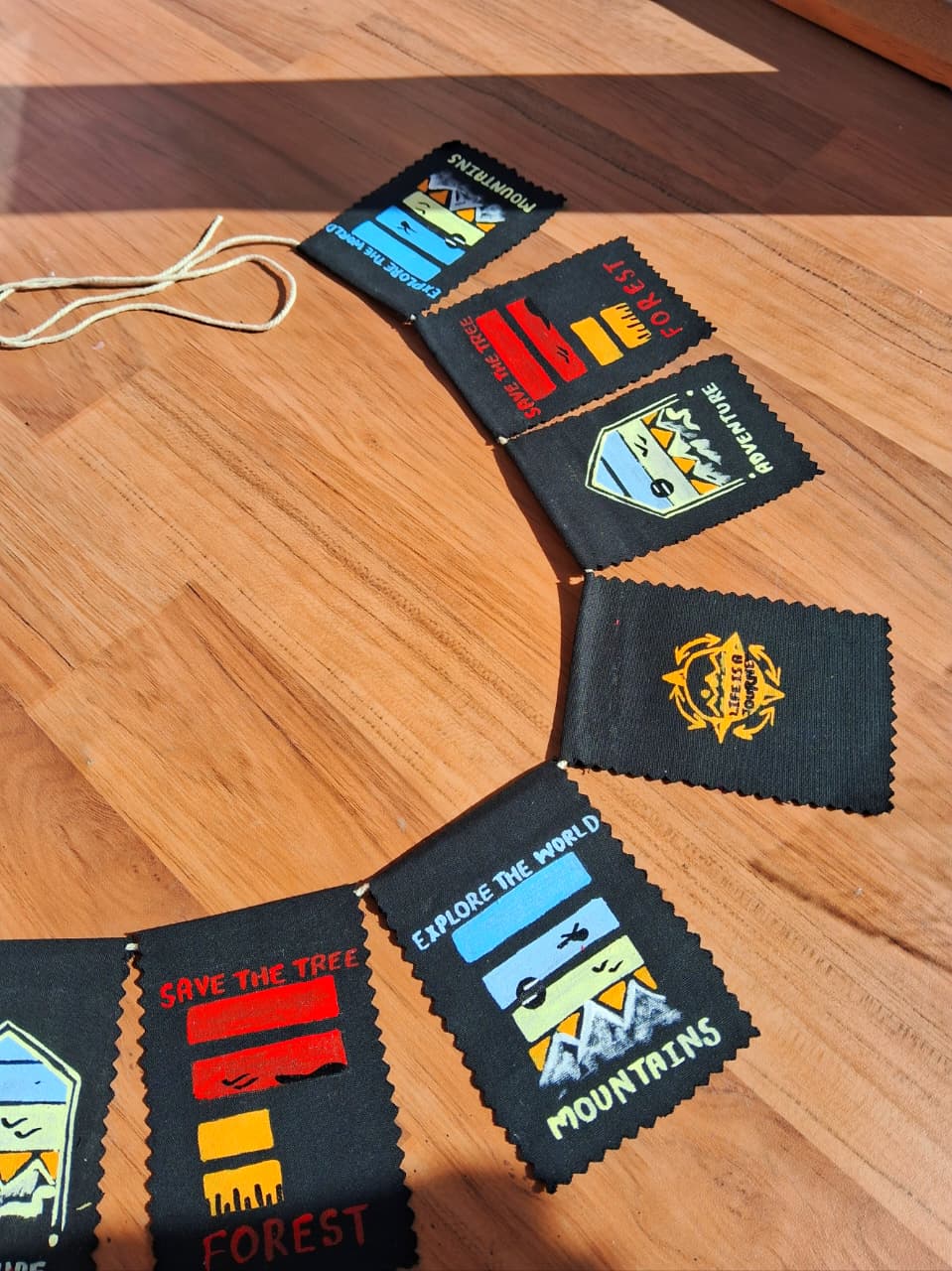 Premashiart himalyan car flag toran size L (105cm), handmade handpainted in himalyas