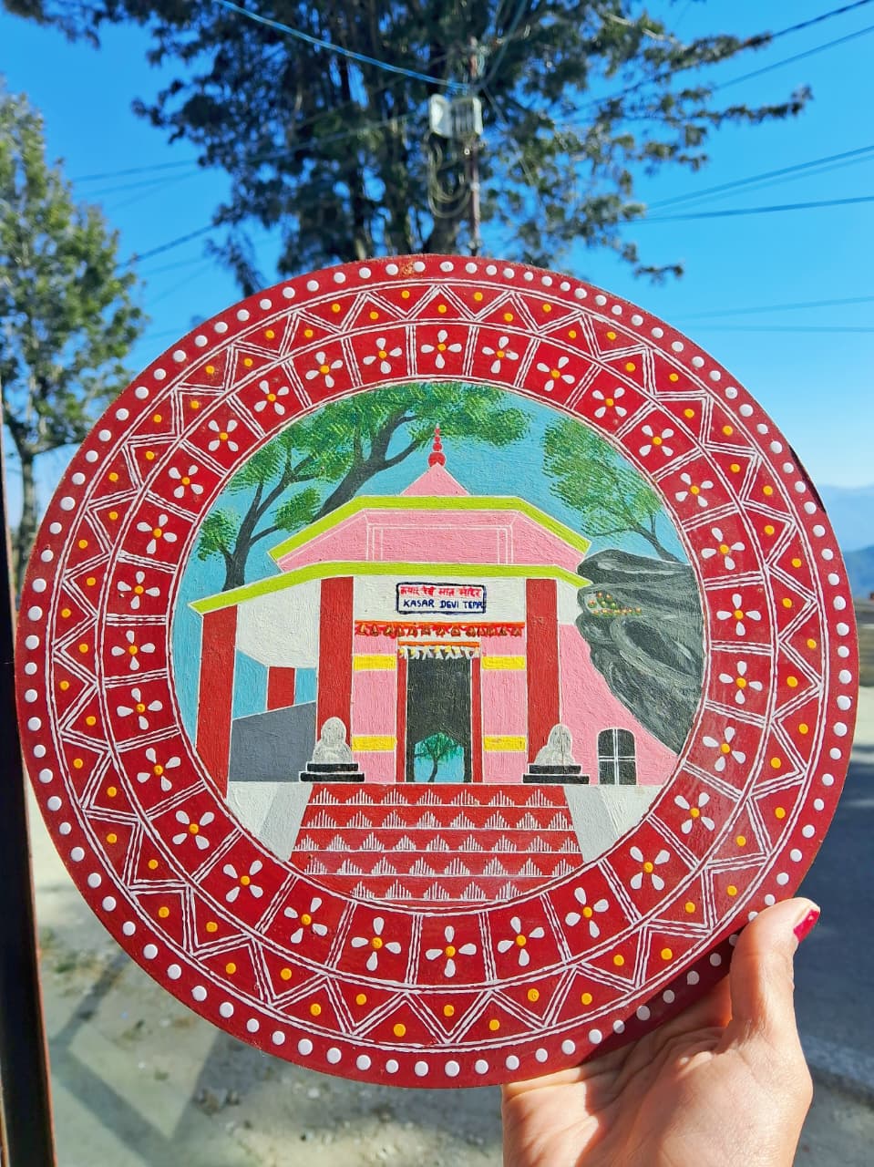 Kasardevi Aipan painting with easel stand