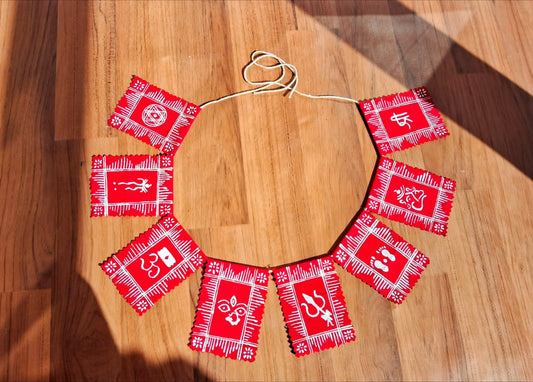 Premashiart aipan toran size M (75CM) , temple wall decor , handmade and handpainted