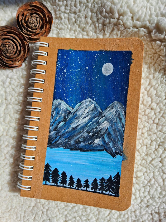 Premashiart Hand-Painted Winter Night Mountain Notebook – Winter Collection 2025-26