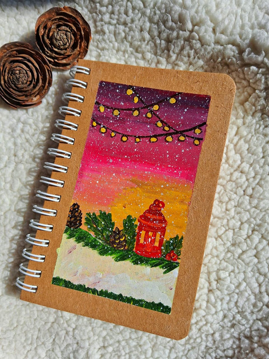 Premashiart Hand-Painted Winter Sunset Lantern Notebook – Limited Winter Edition