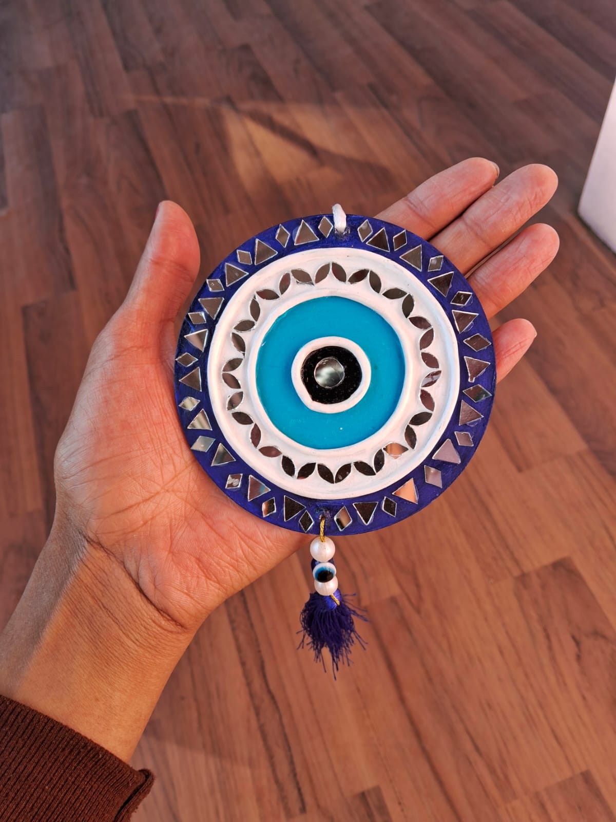 Premashiart evil eye hanging 4inch, handmade handpainted