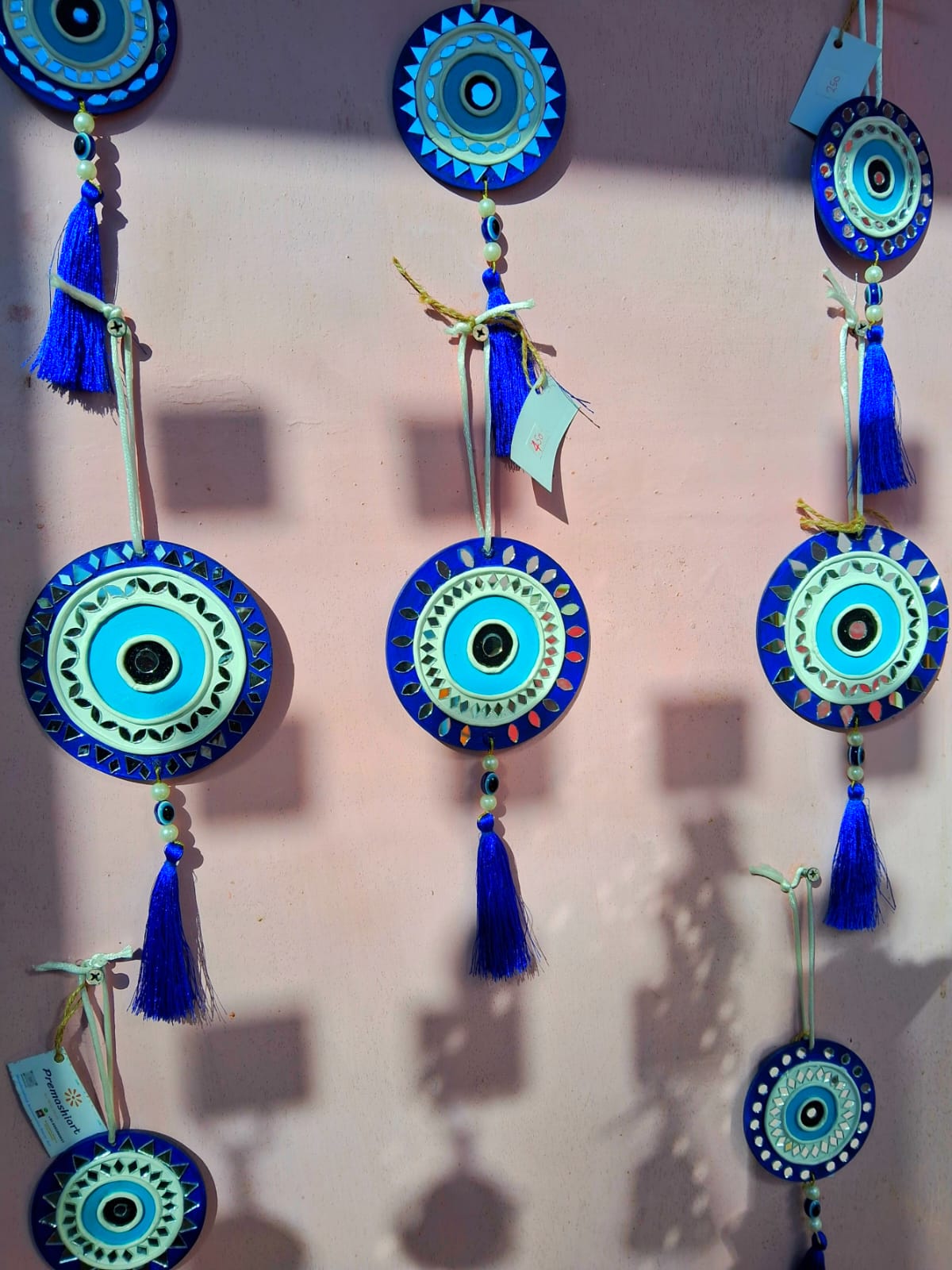 Premashiart evil eye hanging 4inch, handmade handpainted