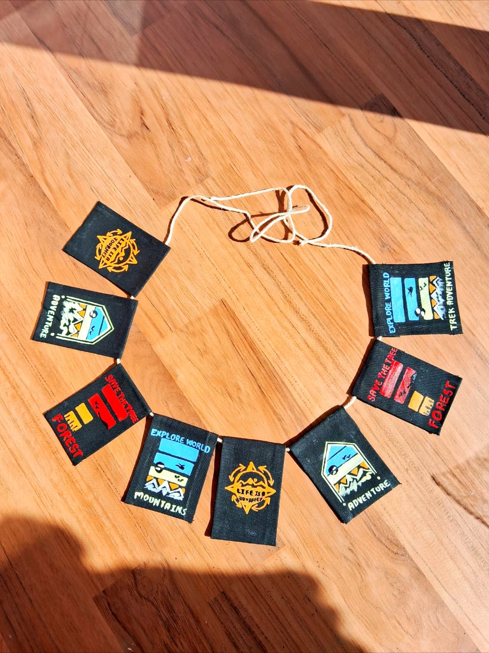 Premashiart himalyan bike flag toran size M (75cm) , handmade and handpainted in himalyas