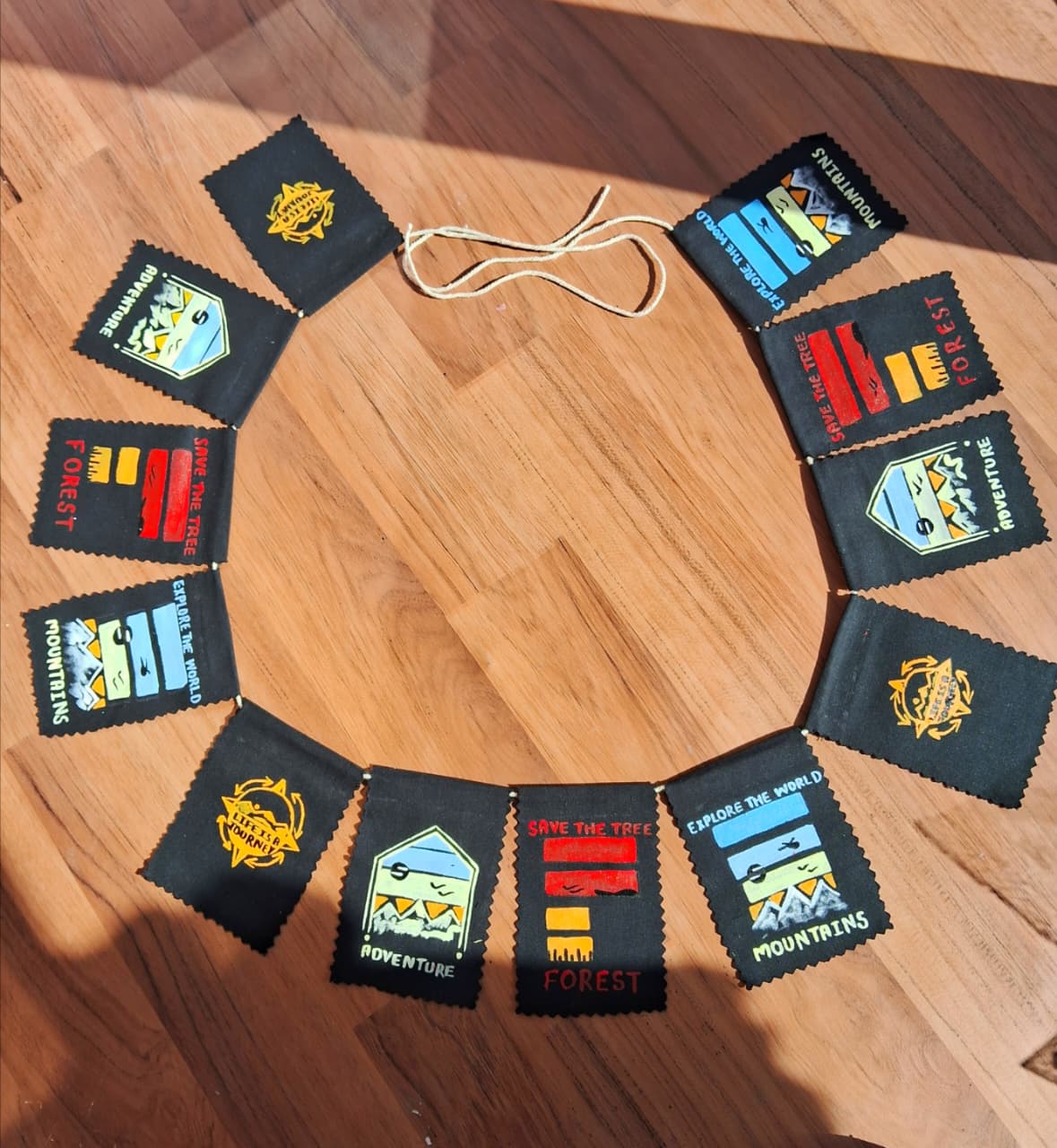 Premashiart himalyan car flag toran size L (105cm), handmade handpainted in himalyas