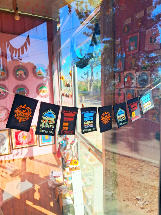 Premashiart himalyan bike flag toran size M (75cm) , handmade and handpainted in himalyas