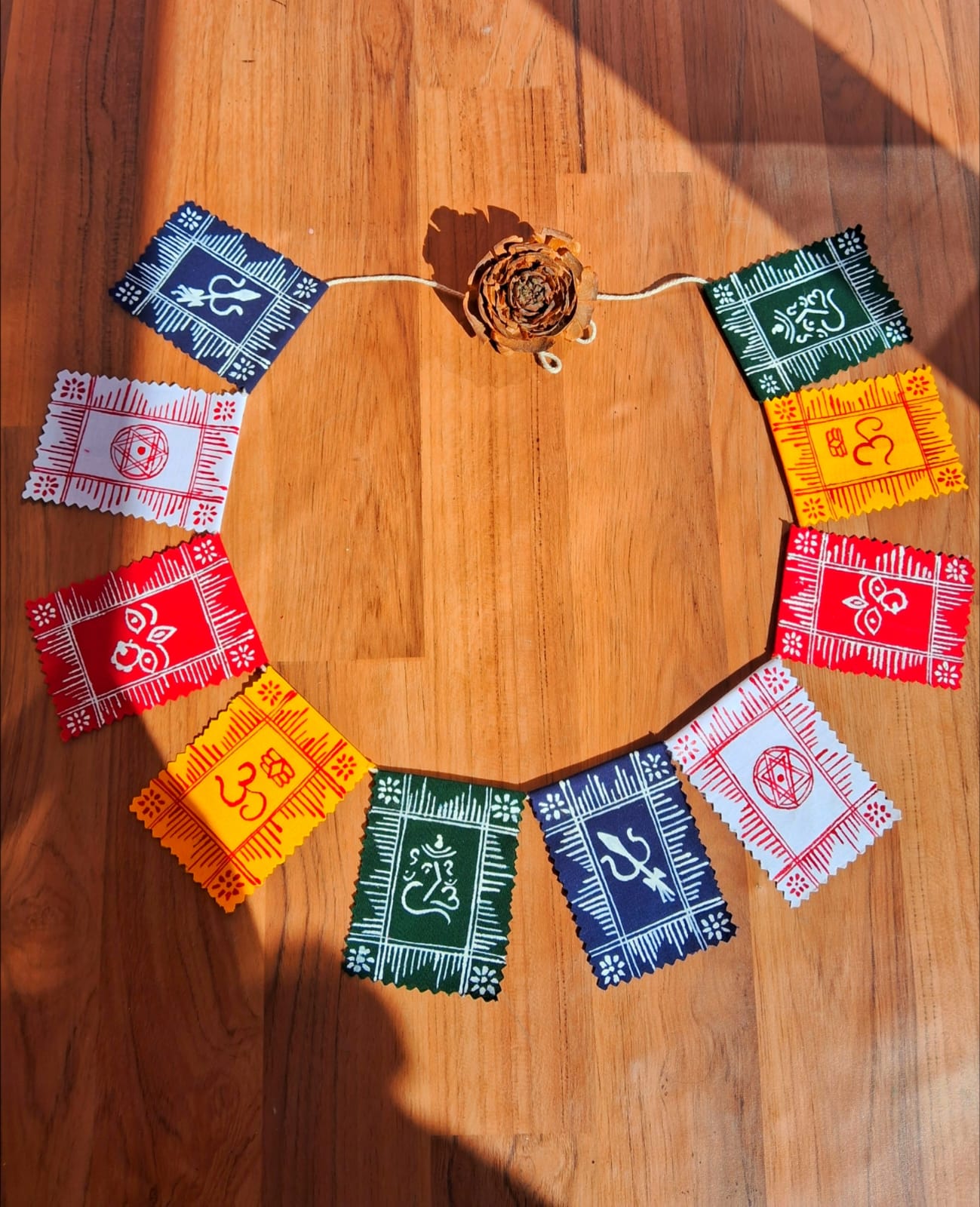 Premashiart multicolor aipan toran size M (80cm), wall decor , bike flag , handmade and handpainted