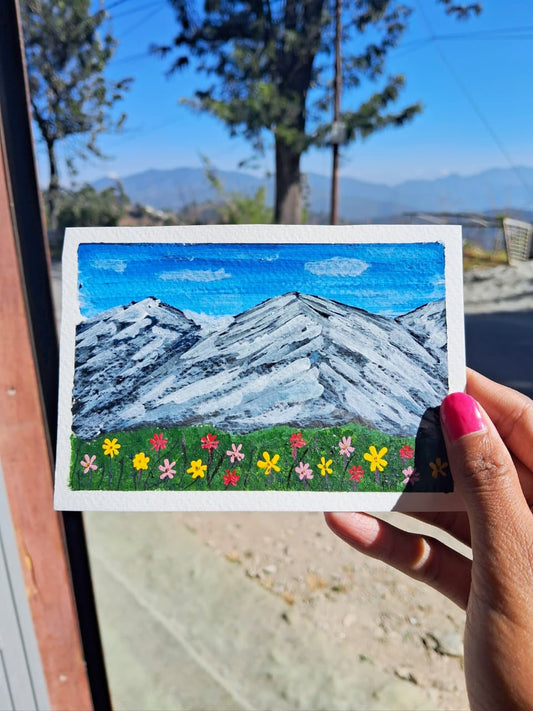 Premashiart himalayas handpainted postcard a6size , made in himalyas