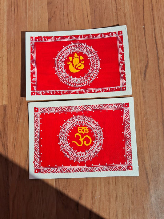 Premashiart hanpainted aipan post card (2) a6 size