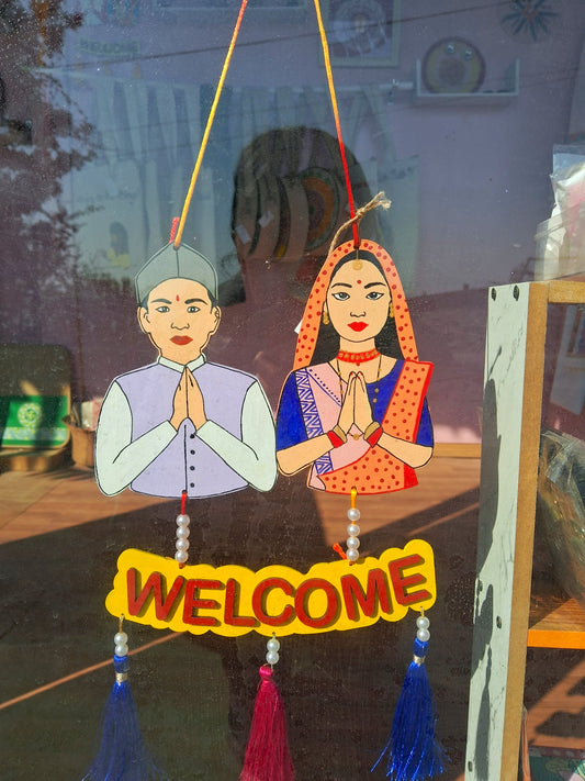 Pahadi Pahadan Welcome wall hanging for Home Decor Handpainted