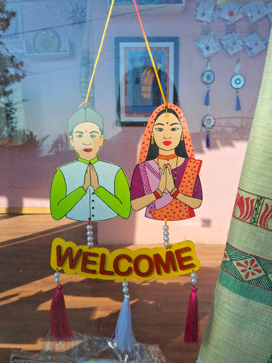 Pahadi Welcome wall hanging for Home Decor Handpainted