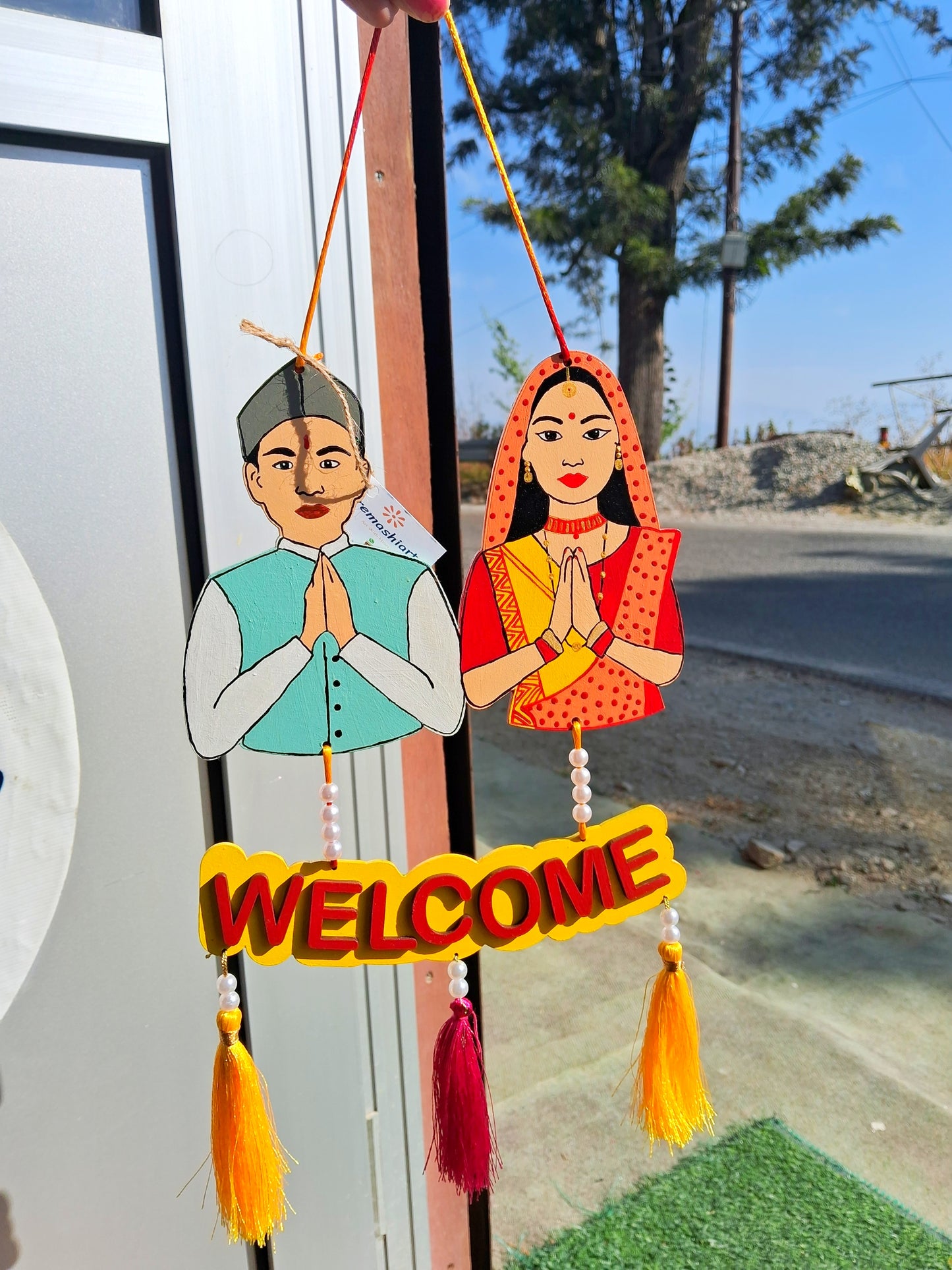 Pahadi Pahadan Welcome wall hanging for Home Decor Handpainted